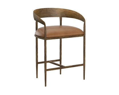 NAHLA ZANATTA COUNTER STOOL - TAN LEATHER