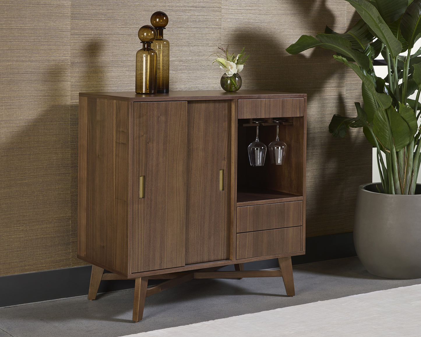 NAHLA CAVEN BAR CABINET - WALNUT