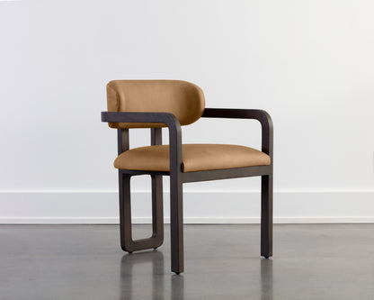 NAHLA MADRONE DINING ARMCHAIR - BROWN - LUDLOW SESAME LEATHER