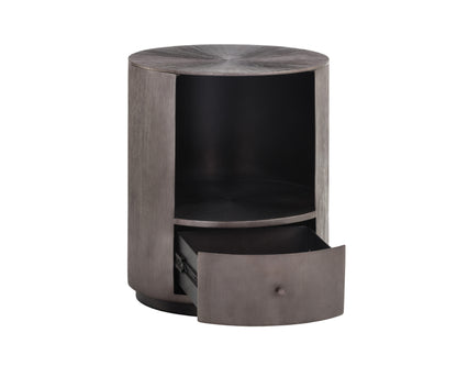 NAHLA SIENA NIGHTSTAND - ROUND - GUNMETAL