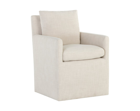 NAHLA GLENROSE WHEELED DINING ARMCHAIR - EFFIE LINEN