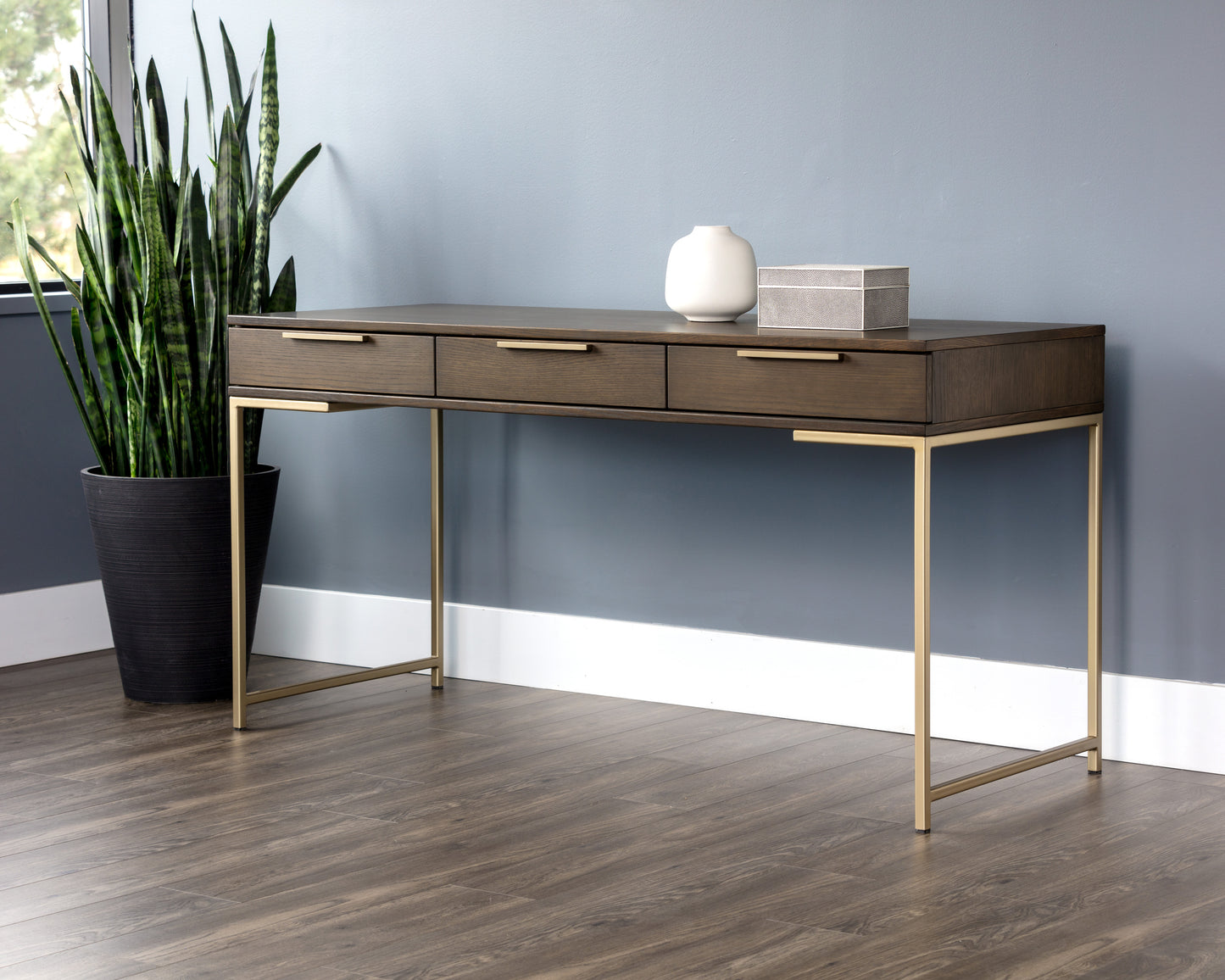 NAHLA REBEL DESK - GOLD - RAW UMBER