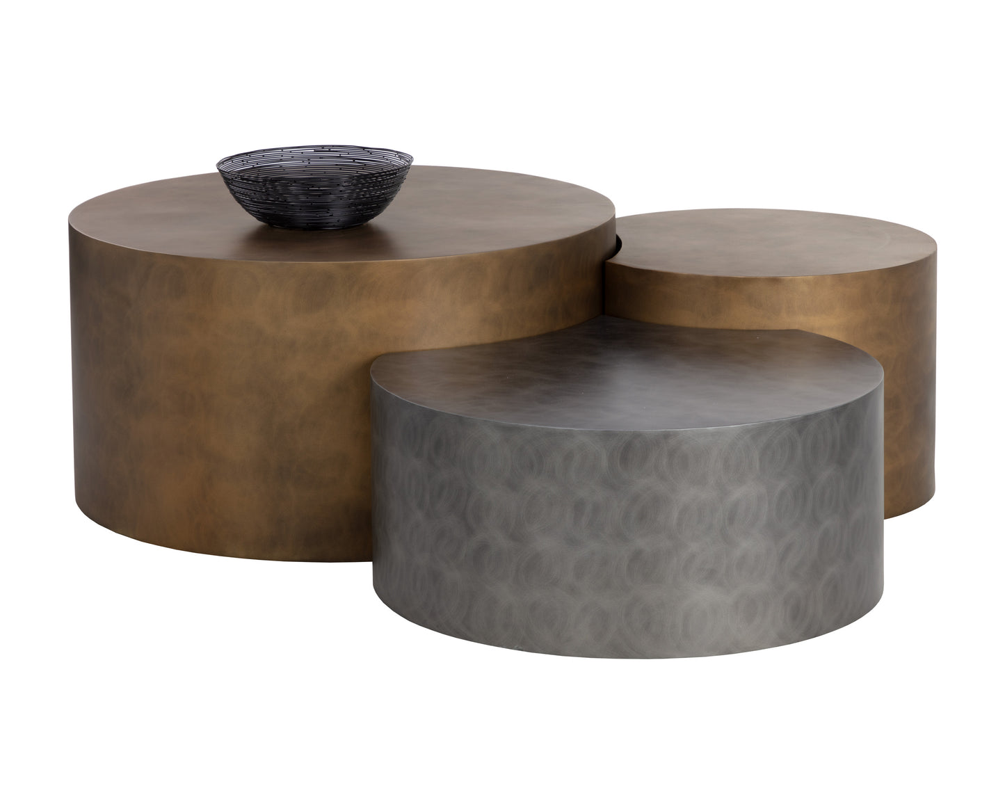 NAHLA NEO COFFEE TABLES (SET OF 3) - ANTIQUE BRASS