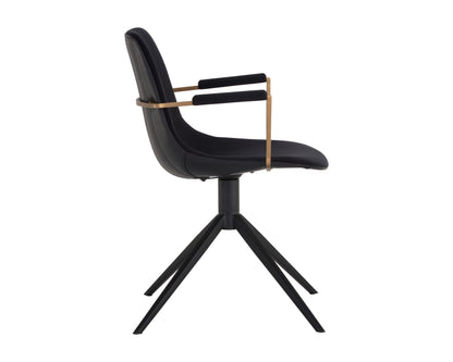 NAHLA CASSIUS SWIVEL DINING ARMCHAIR - ABBINGTON BLACK / BRAVO BLACK