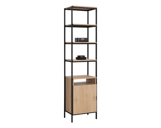 NAHLA AMBROSE MODULAR BOOKCASE - SMALL - RUSTIC OAK - BLACK