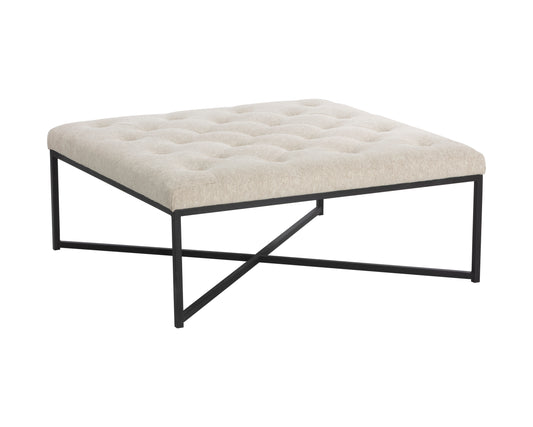 NAHLA ENDALL OTTOMAN - BLACK - DOVE CREAM