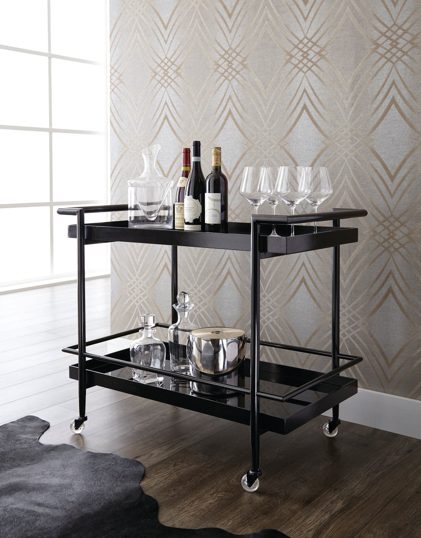 NAHLA LIVINGSTON BAR CART - BLACK