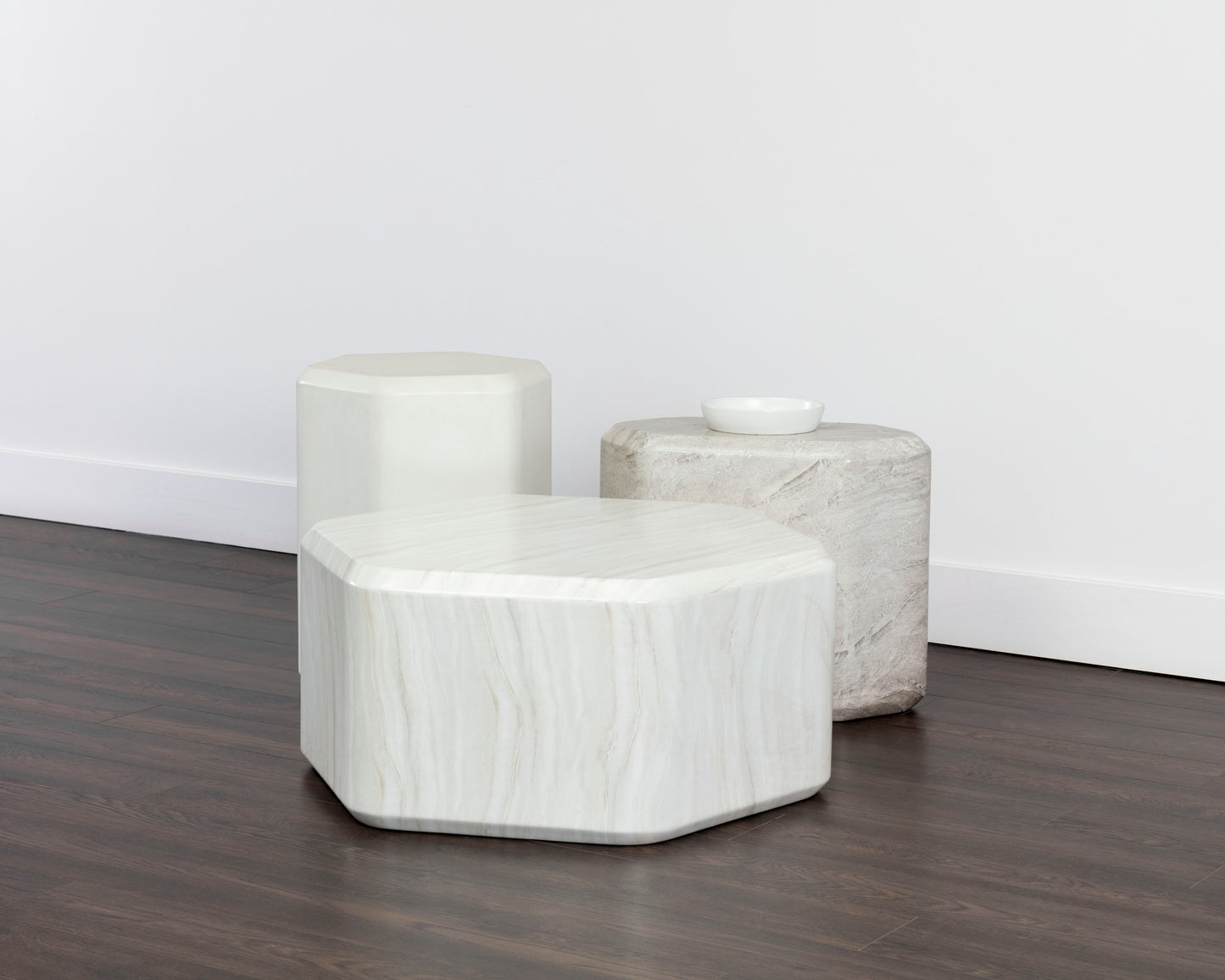 NAHLA SPEZZA COFFEE TABLE - MARBLE LOOK - CREAM