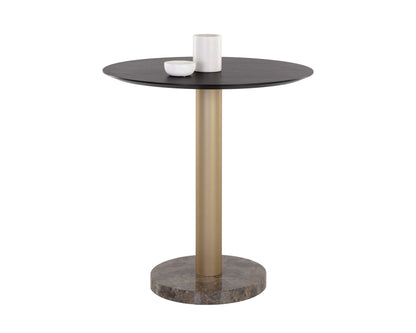 NAHLA MONACO COUNTER TABLE - GOLD - GREY MARBLE / CHARCOAL GREY