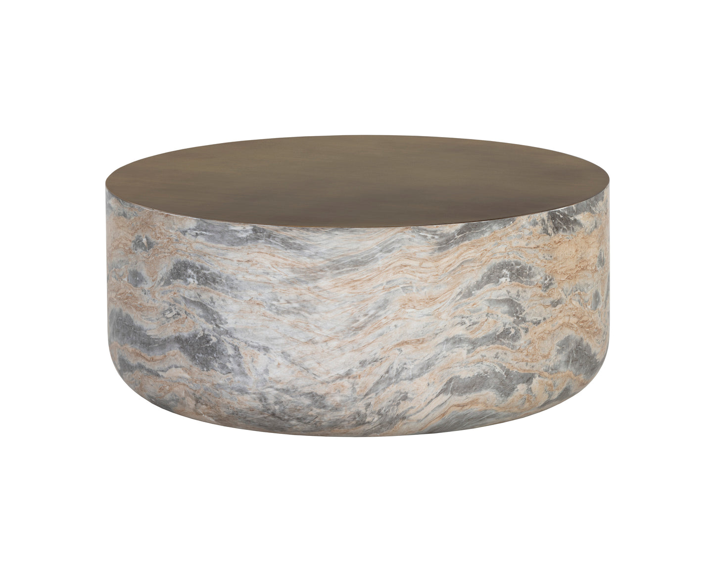 NAHLA DIAZ COFFEE TABLE - MARBLE LOOK - ANTIQUE BRASS