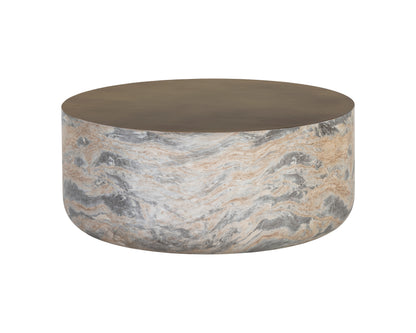 NAHLA DIAZ COFFEE TABLE - MARBLE LOOK - ANTIQUE BRASS