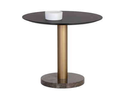 NAHLA MONACO BISTRO TABLE - GOLD - GREY MARBLE / CHARCOAL GREY - 35.5"