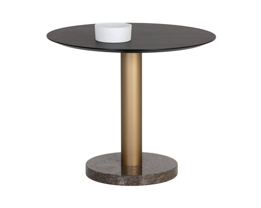 NAHLA MONACO BISTRO TABLE - GOLD - GREY MARBLE / CHARCOAL GREY - 35.5"