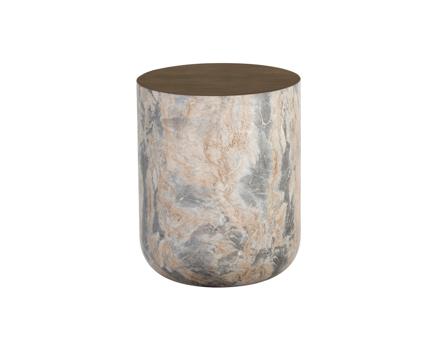 NAHLA DIAZ END TABLE - MARBLE LOOK - ANTIQUE BRASS