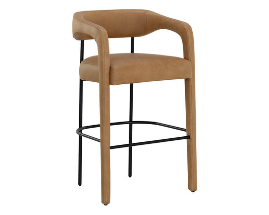 NAHLA MAVIA BARSTOOL - LUDLOW SESAME LEATHER