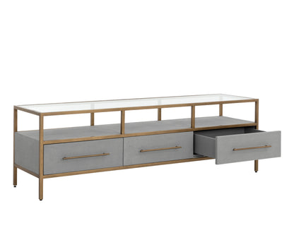 NAHLA VENICE MEDIA CONSOLE AND CABINET - GREY SHAGREEN