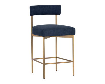 NAHLA SENECA COUNTER STOOL - ANTIQUE BRASS - ARENA NAVY