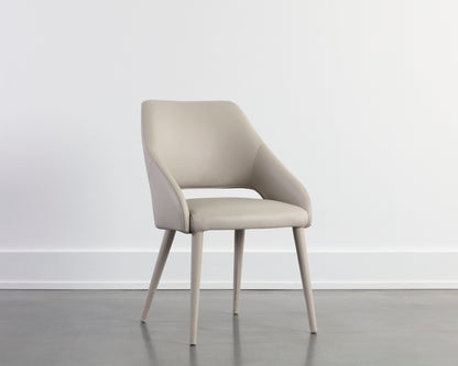 NAHLA GALEN DINING ARMCHAIR - LINEA LIGHT GREY LEATHER