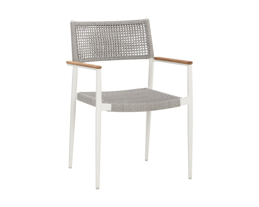 NAHLA NAVA STACKABLE DINING ARMCHAIR - WHITE