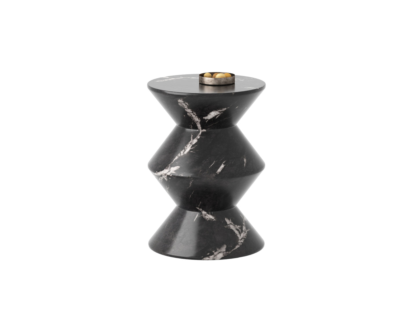 NAHLA UNION END TABLE - MARBLE LOOK - BLACK