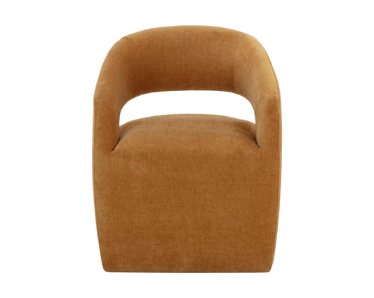 NAHLA LLORET WHEELED DINING ARMCHAIR - DANNY AMBER