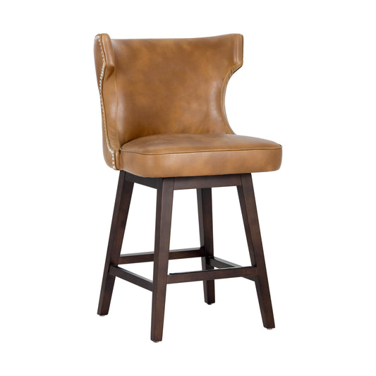 NAHLA NEVILLE SWIVEL COUNTER STOOL - TOBACCO TAN