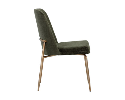 NAHLA ZEKE DINING CHAIR - ANTIQUE BRASS - BERGEN OLIVE