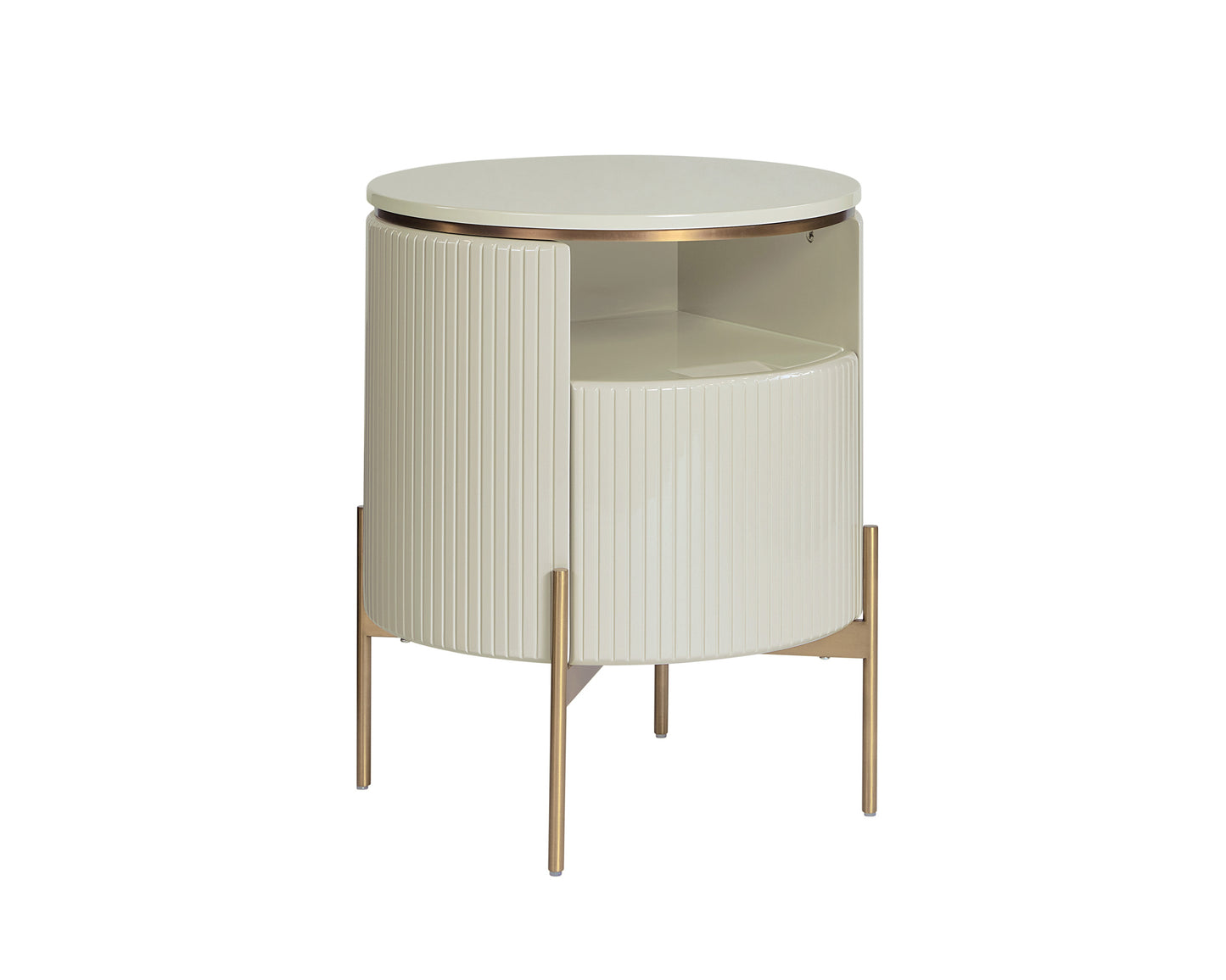 NAHLA PALOMA END TABLE - HIGH GLOSS CREAM