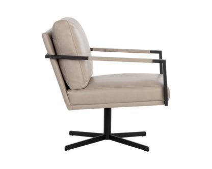 NAHLA RANDY SWIVEL LOUNGE CHAIR - ALPINE BEIGE LEATHER