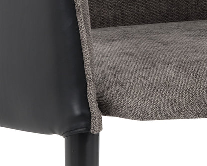 NAHLA ASHER DINING ARMCHAIR - SPARROW GREY / NAPA BLACK