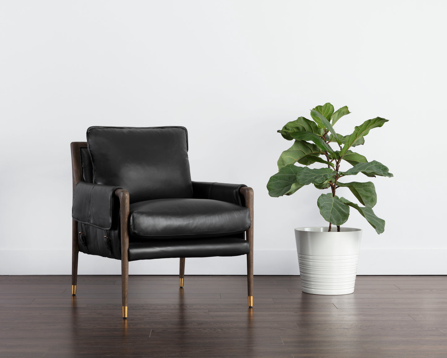 NAHLA MAUTI ARMCHAIR - DISTRESSED BROWN - CORTINA BLACK LEATHER