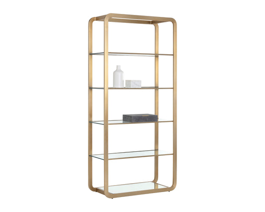 NAHLA AMBRETTA BOOKCASE - LARGE - GOLD / CLEAR