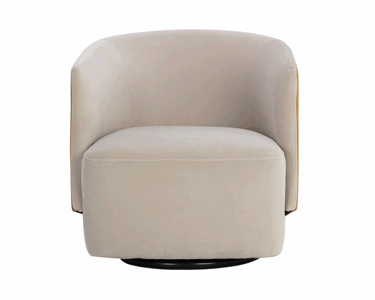 NAHLA SARINA SWIVEL LOUNGE CHAIR - MEG TAUPE / MEG GOLD