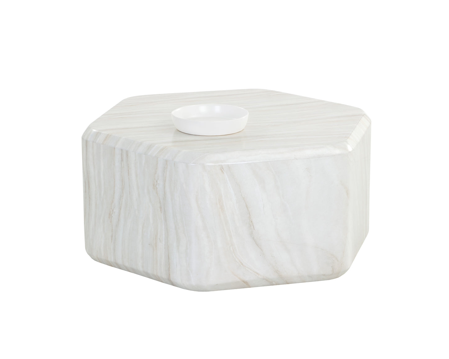 NAHLA SPEZZA COFFEE TABLE - MARBLE LOOK - CREAM