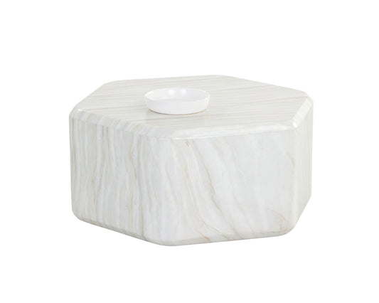 NAHLA SPEZZA COFFEE TABLE - MARBLE LOOK - CREAM