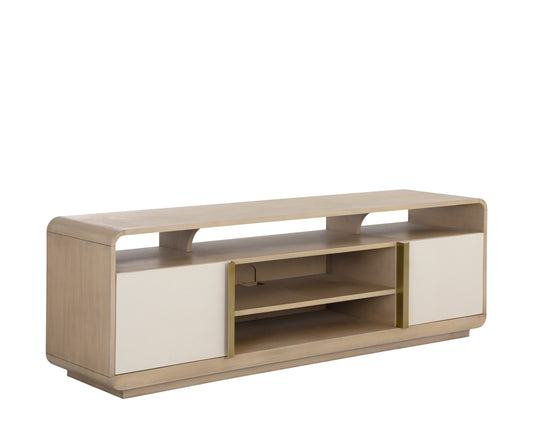 NAHLA KAYDEN MEDIA CONSOLE AND CABINET - OYSTER SHAGREEN