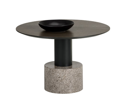 NAHLA MONACO COFFEE TABLE - BLACK - GREY MARBLE / RAW UMBER