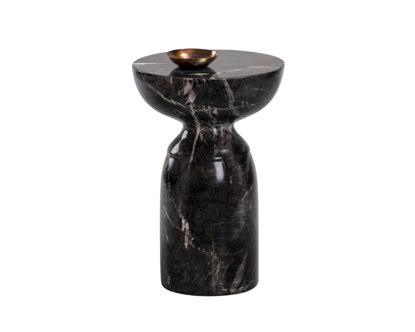 NAHLA GOYA END TABLE - MARBLE LOOK - BLACK