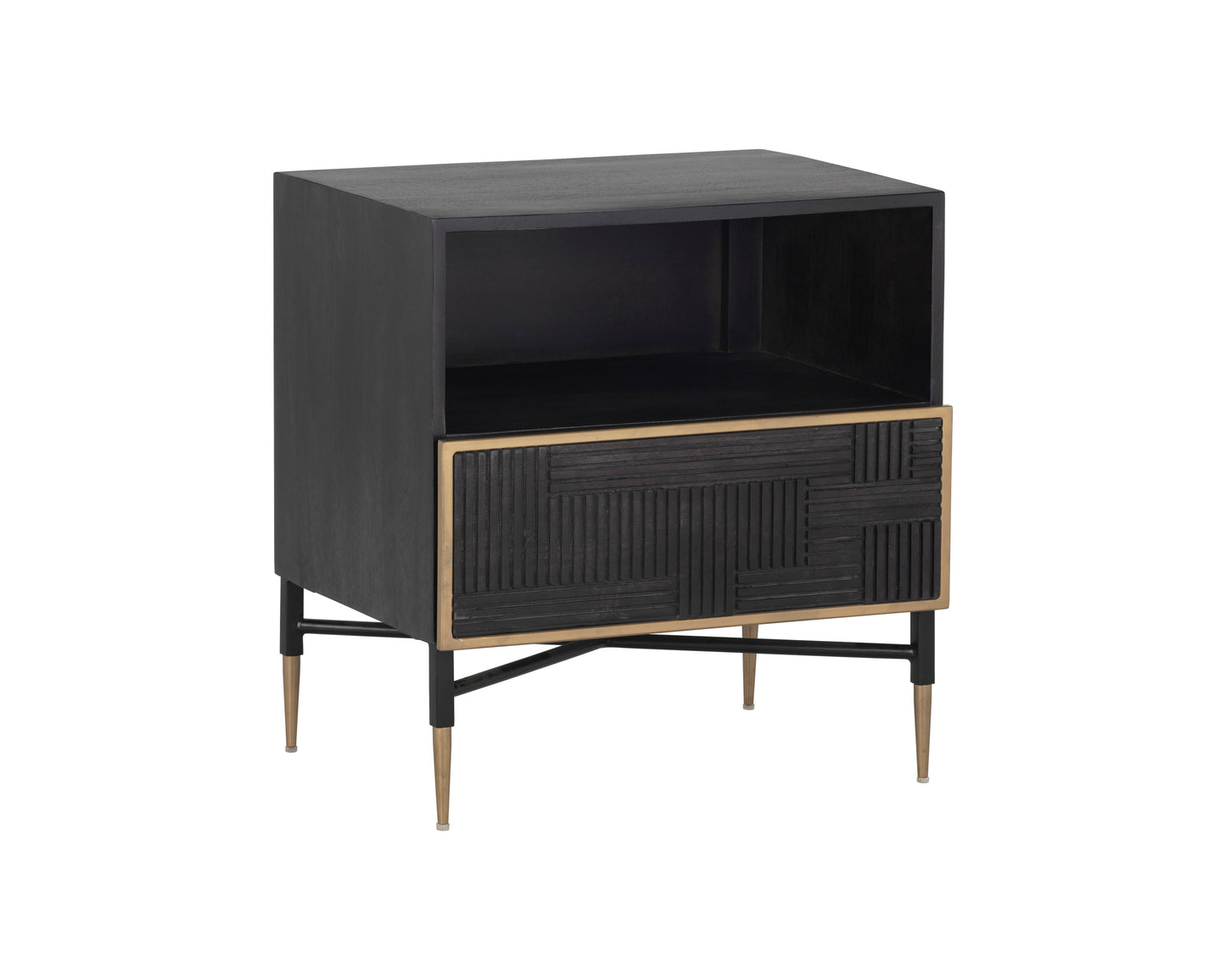 NAHLA MARKWOOD NIGHTSTAND - BRASS - DARK BROWN