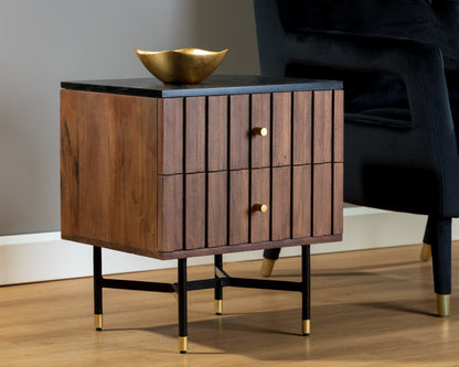 NAHLA WELLINGTON NIGHTSTAND - BLACK MARBLE