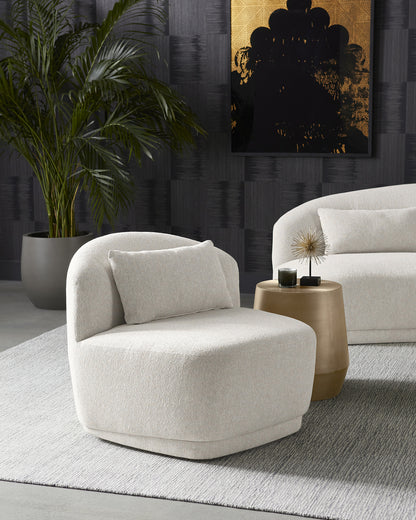 NAHLA SORAYA SWIVEL ARMLESS CHAIR - DOVE CREAM