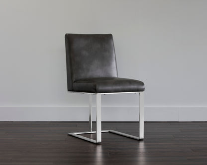 NAHLA DEAN DINING CHAIR - STAINLESS STEEL - CANTINA MAGNETITE