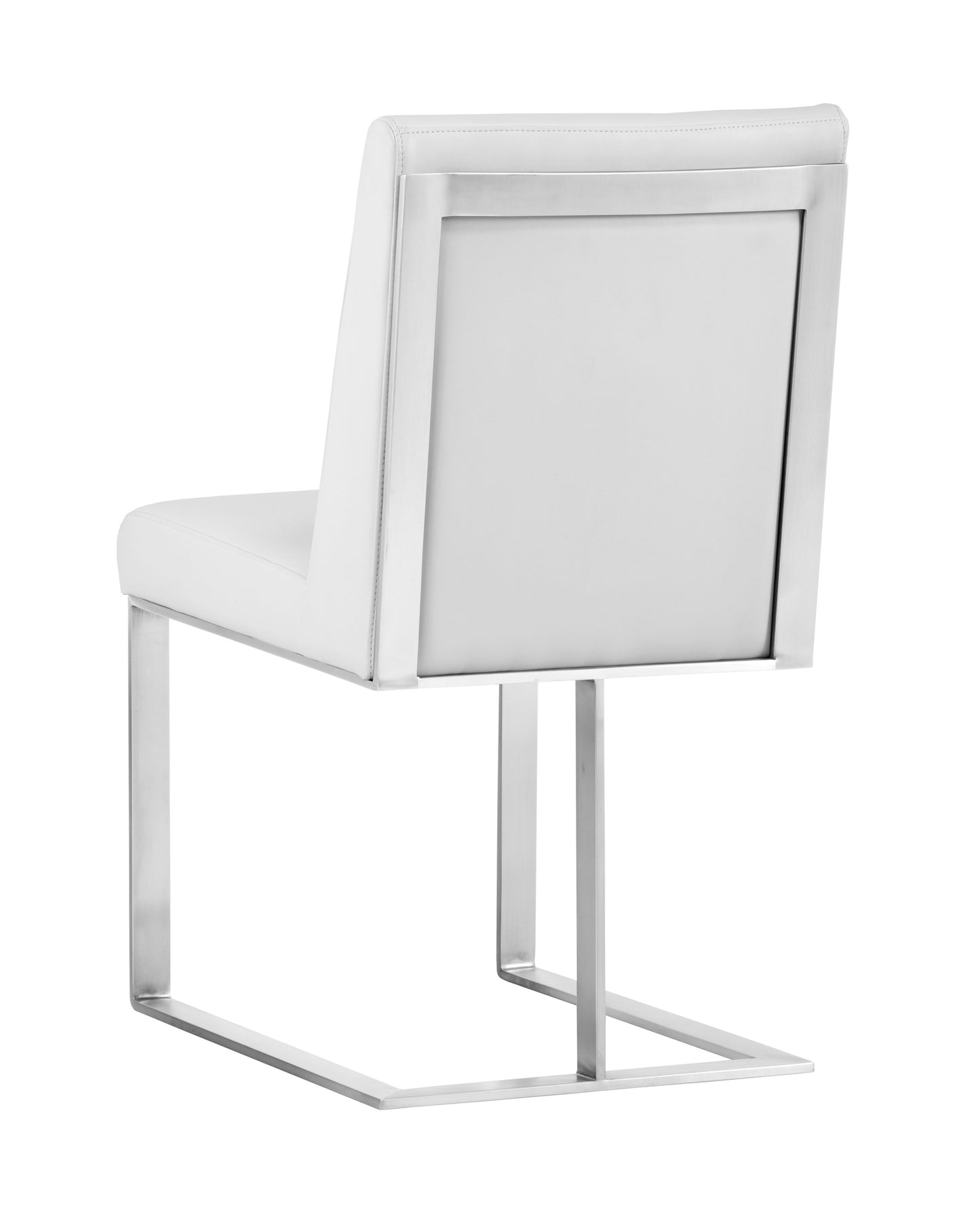 NAHLA DEAN DINING CHAIR - STAINLESS STEEL - CANTINA WHITE