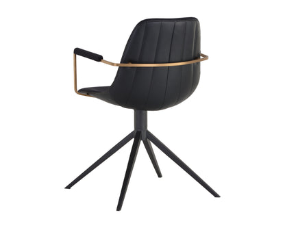 NAHLA CASSIUS SWIVEL DINING ARMCHAIR - ABBINGTON BLACK / BRAVO BLACK