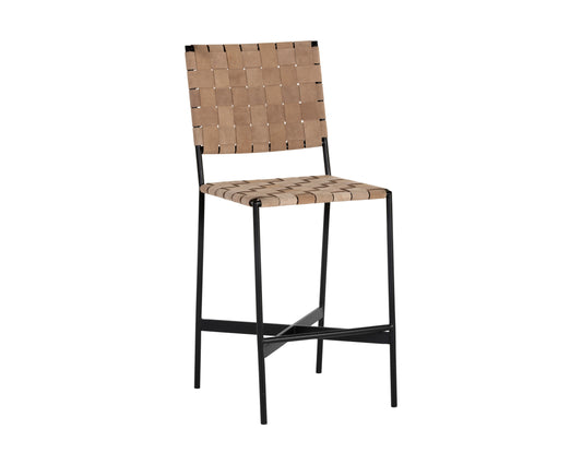 NAHLA OMARI COUNTER STOOL - SUEDE LIGHT TAN LEATHER