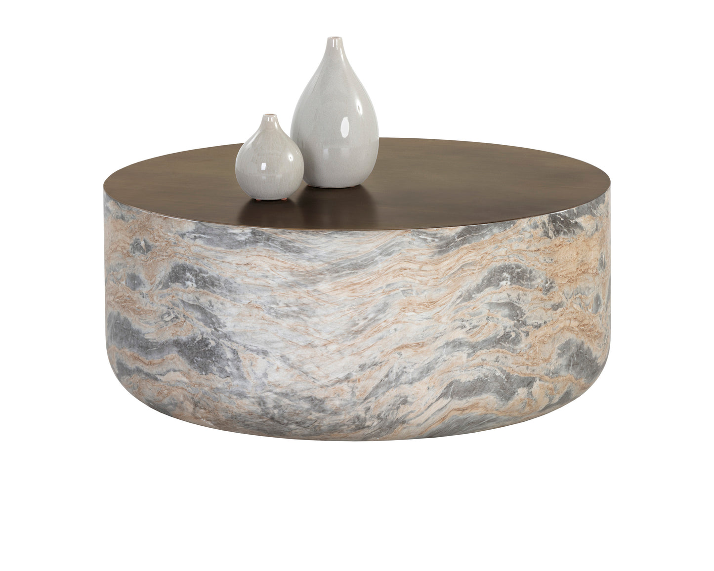 NAHLA DIAZ COFFEE TABLE - MARBLE LOOK - ANTIQUE BRASS