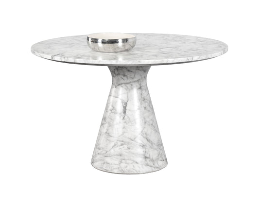 NAHLA SHELBURNE DINING TABLE - MARBLE LOOK - WHITE - 47"