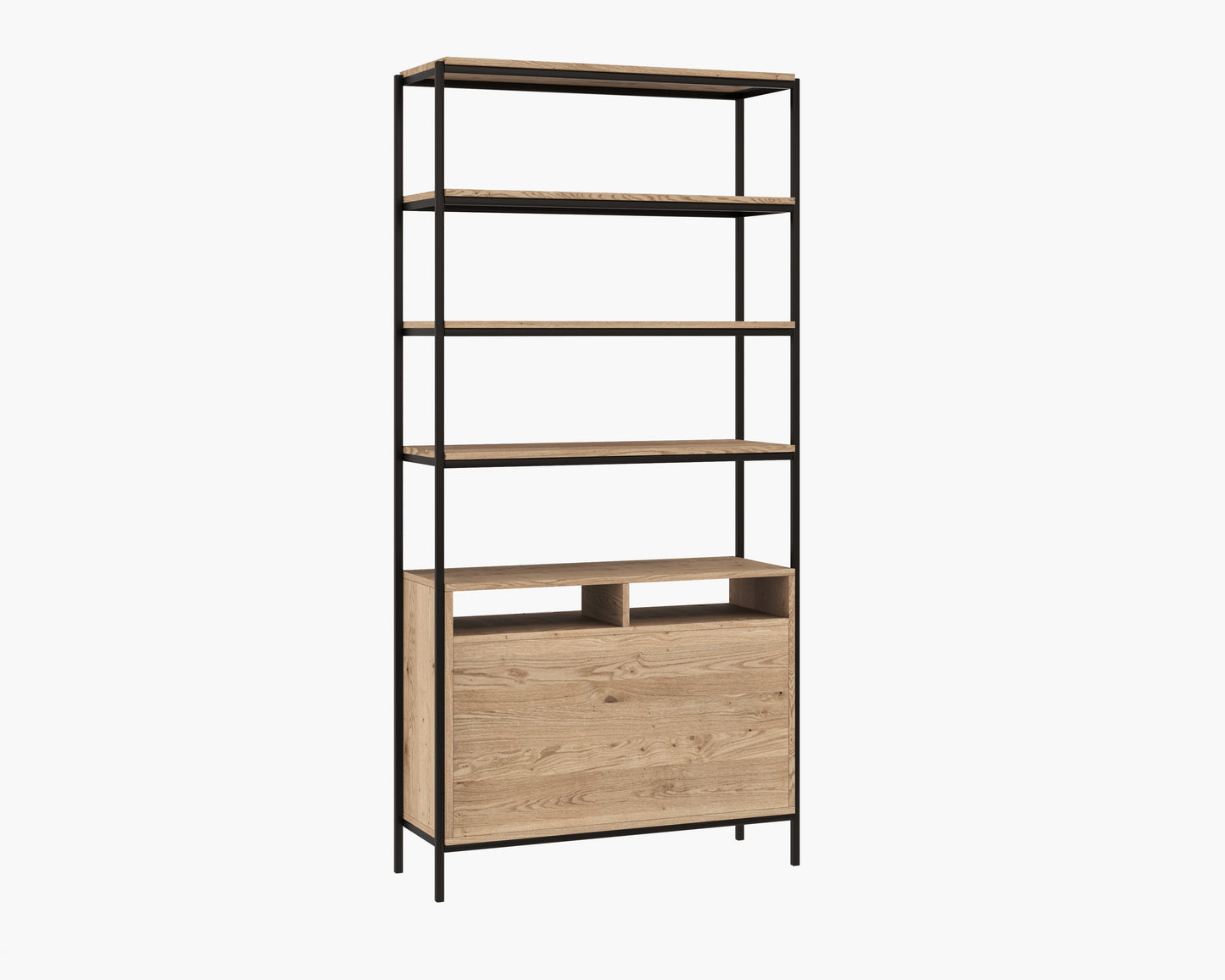 NAHLA AMBROSE MODULAR BOOKCASE - LARGE - RUSTIC OAK - BLACK