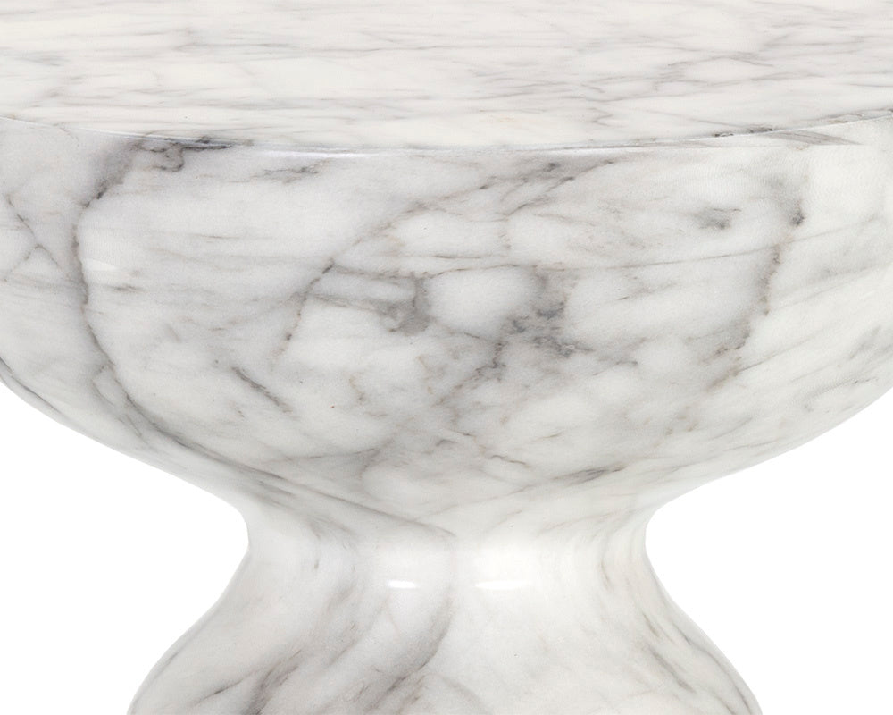 NAHLA GOYA END TABLE - MARBLE LOOK - WHITE