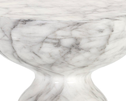 NAHLA GOYA END TABLE - MARBLE LOOK - WHITE